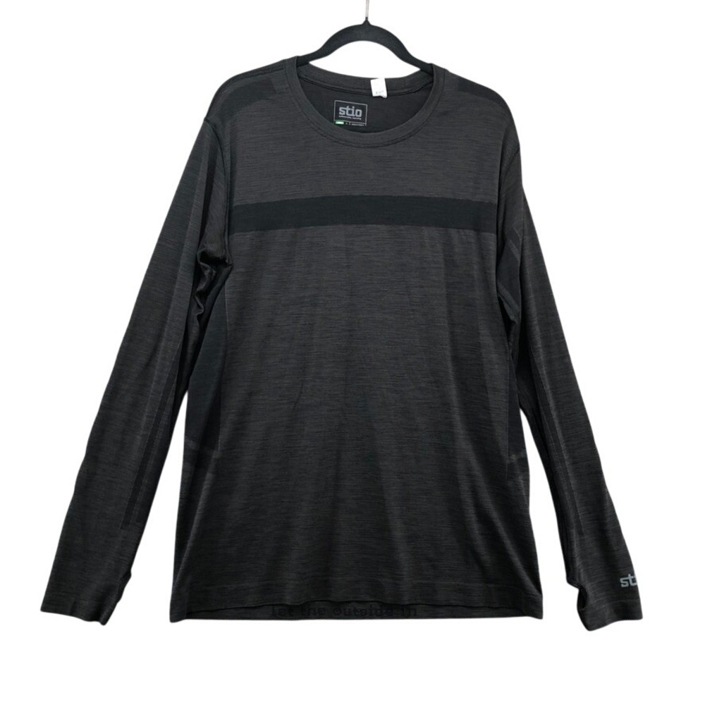 Stio Long Sleeve Shirt Mens Large Charcoal Gray Thumbholes Performance 200064